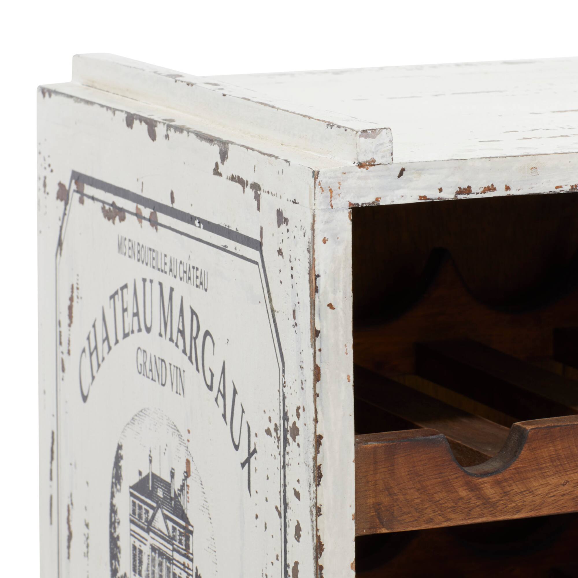 16" White Wood Farmhouse Wine Rack